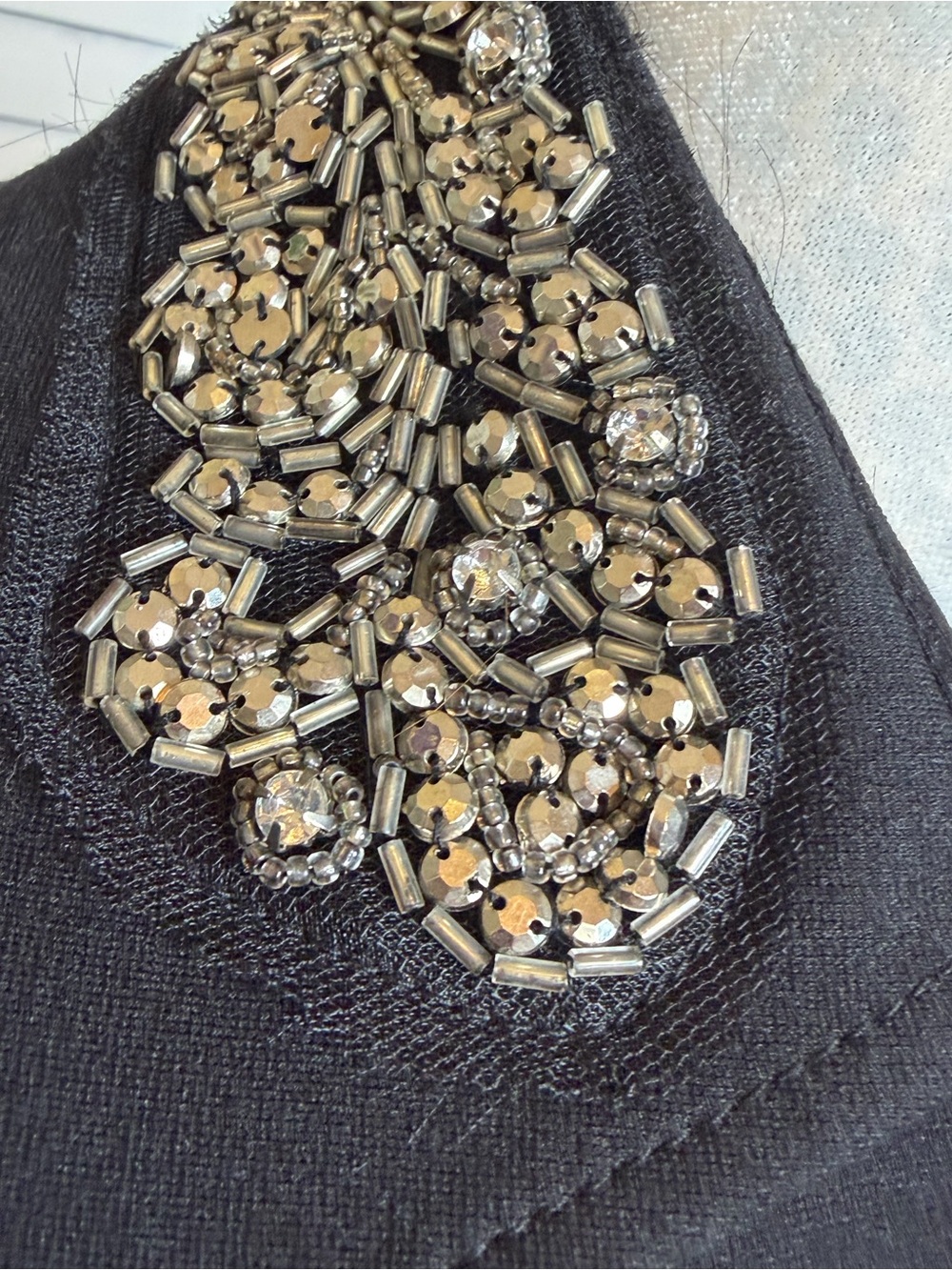 INC Military Band Jacket Black Embellished Beaded Collar Blazer Size XL - Picture 3 of 8